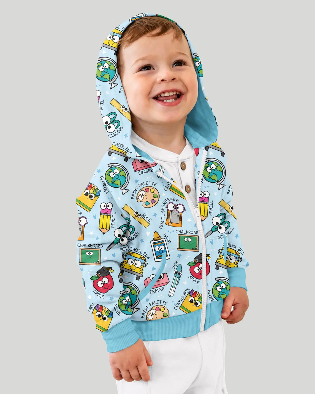 Kapuzenpullover aus Bambus mit hebräischem Alphabet und Reißverschluss