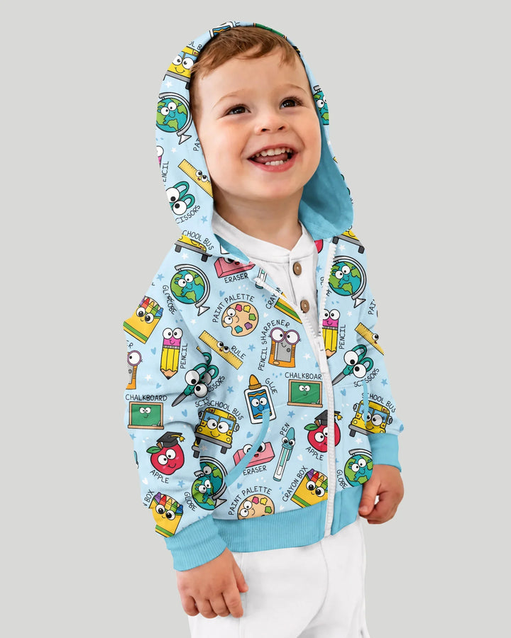 Kapuzenpullover aus Bambus mit hebräischem Alphabet und Reißverschluss