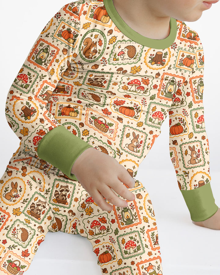 Woodland Animal Fall Bamboo Two Piece Long Sleeve Pajama Set