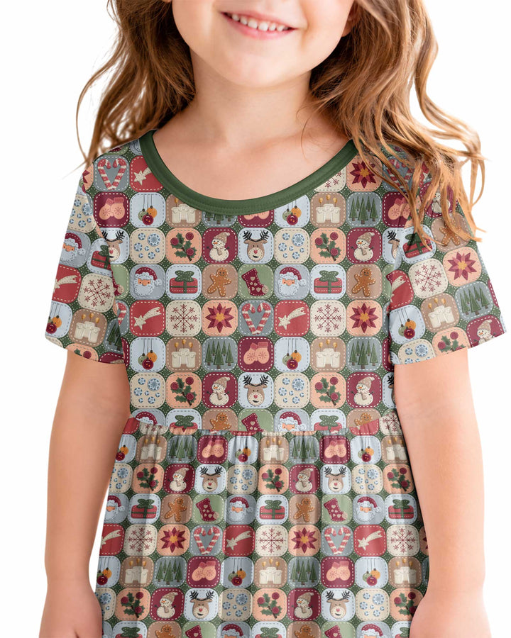 Christmas Felt Patchwork Bamboo Twirl Dress