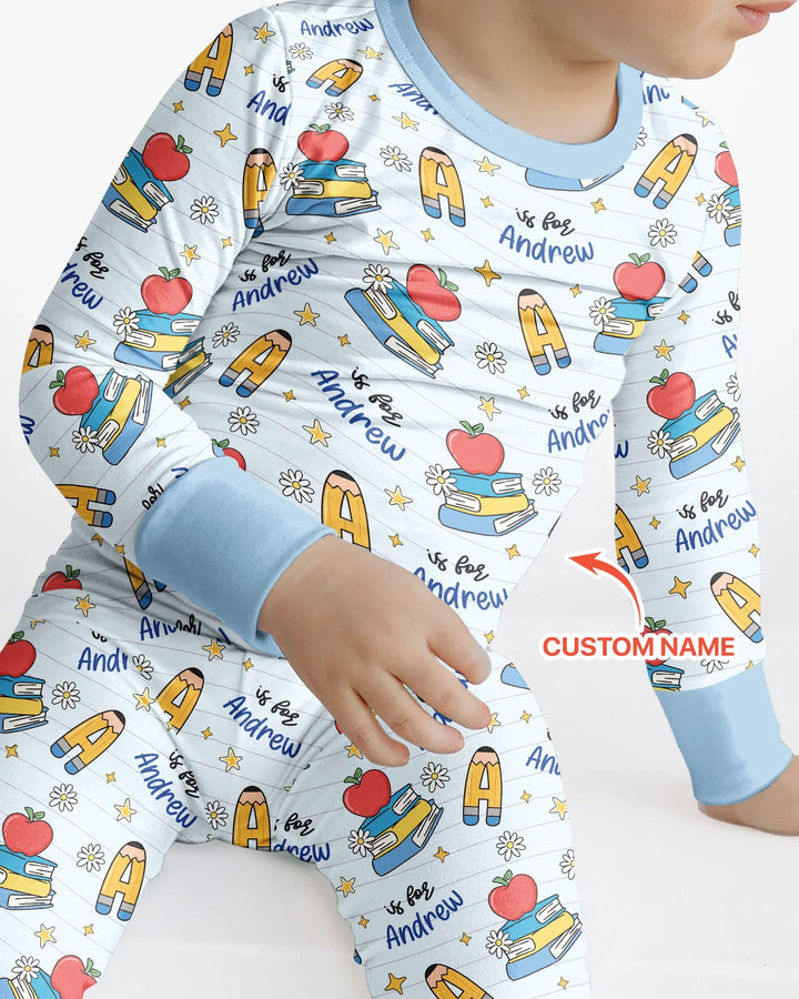 Conjunto de pijama de dos piezas de bambú con mangas largas, plantilla PERSONALIZADA