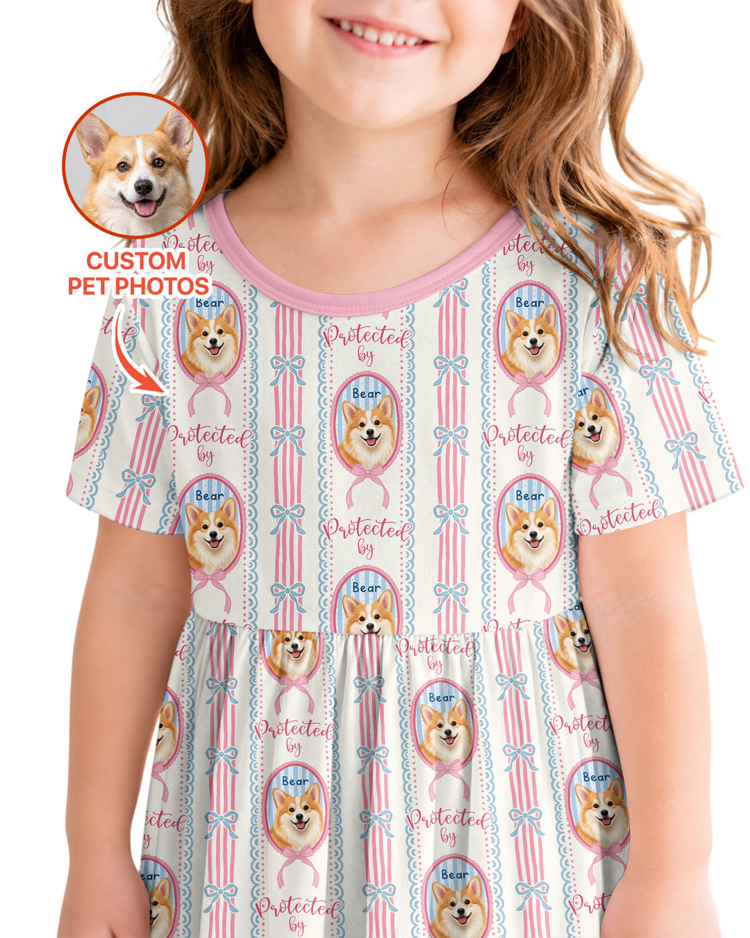 Custom Coquette Pet Photo Little Protector Bamboo Twirl Dress