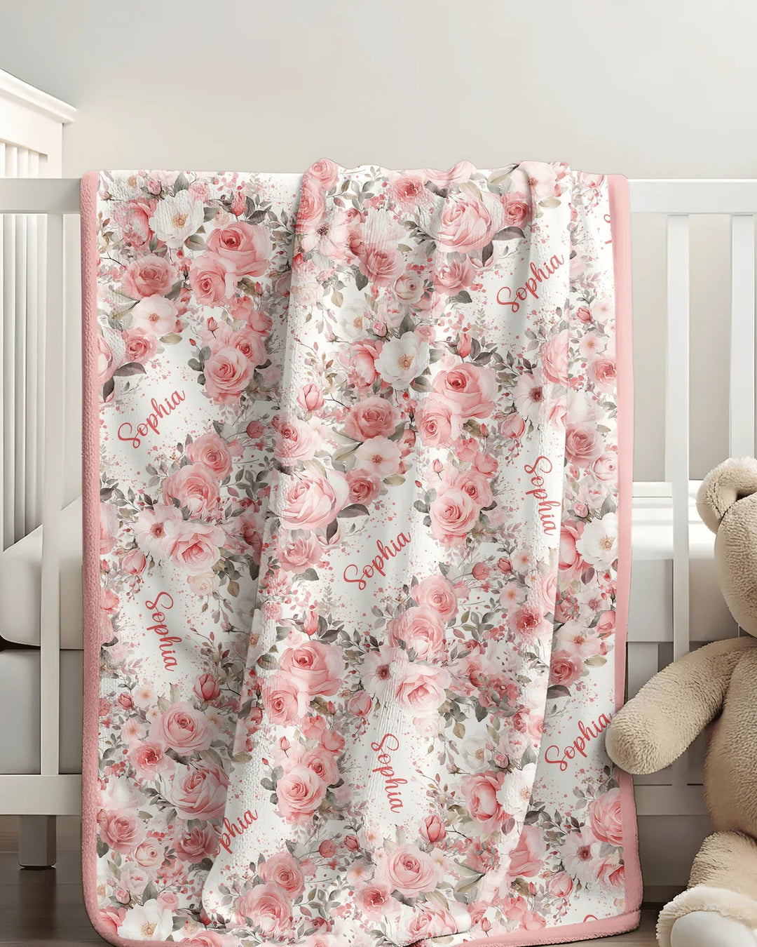 Custom Name Birth Month Flowers Bamboo Blanket