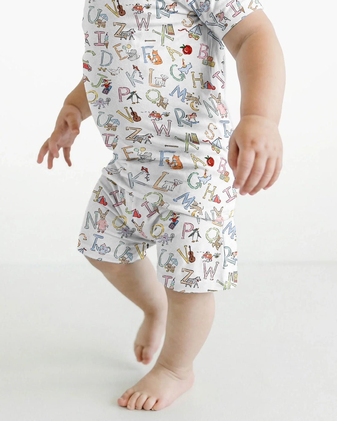ABC Whimsy Bamboo Two Piece Short Sleeve Shorts Pajama Set