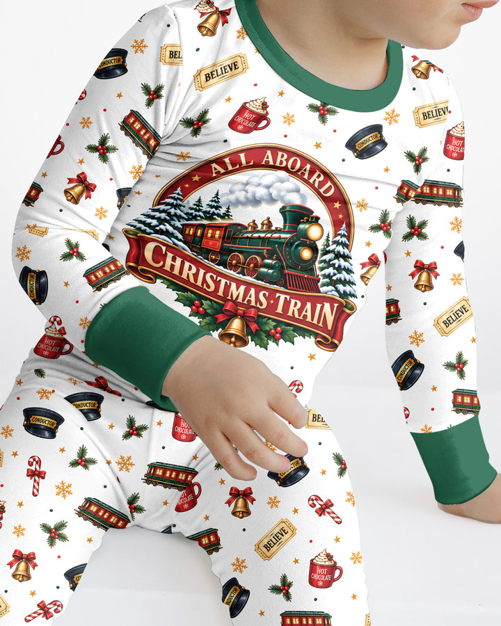 All Aboard Christmas Express Bamboo Two Piece Long Sleeve Pajama Set