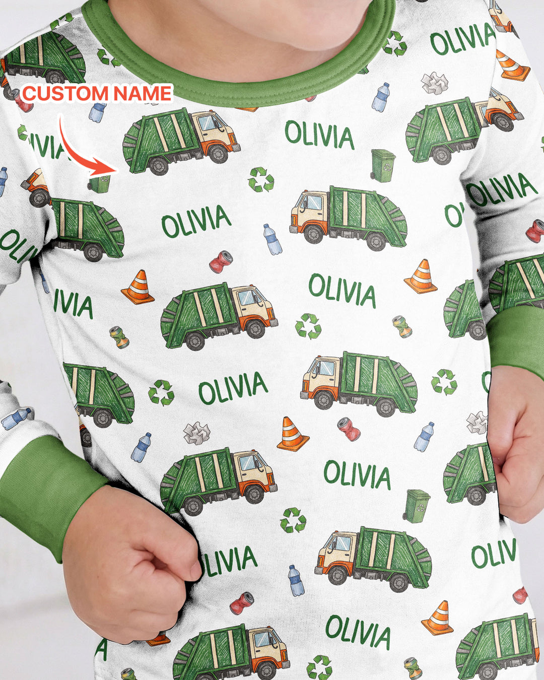 Custom Name Garbage Day Bamboo Two Piece Long Sleeve Pajama Set