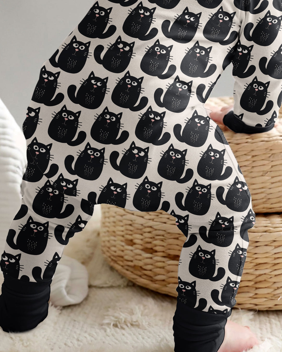 Moody Black Cats in Black and White Bamboo Convertible Zippy