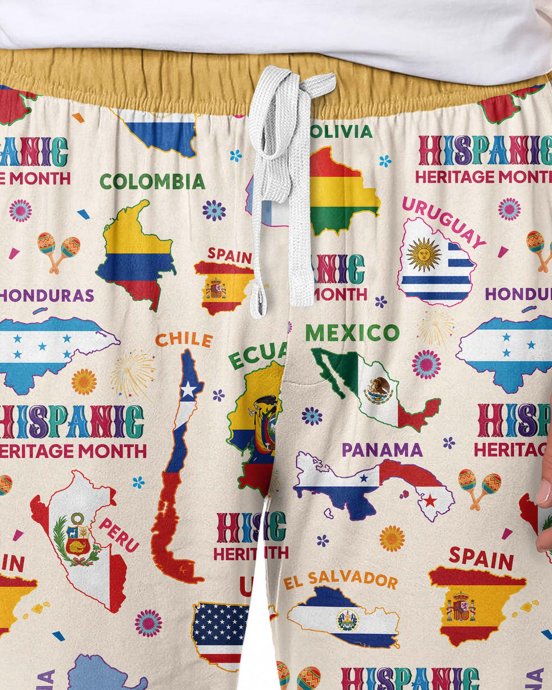 Hispanic Heritage Month Country Flags Bamboo Men's Pajama Set