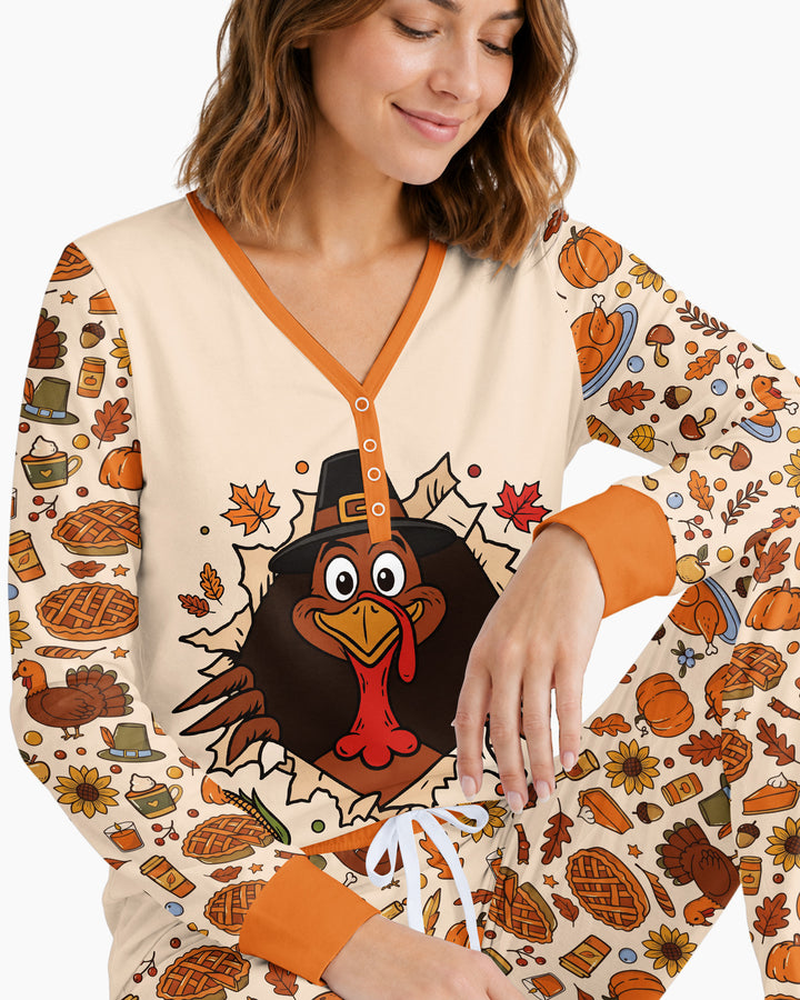 Funny Turkey on Thanksgiving Bamboo Women Pajama Set
