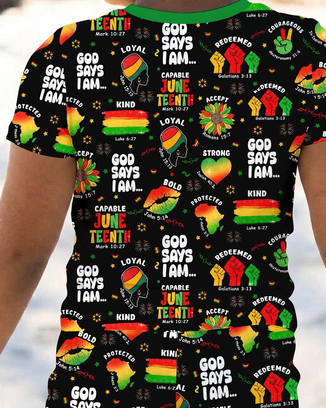 God Says I Am Juneteenth Blessings Bamboo Two Piece Short Sleeve Pajama Set