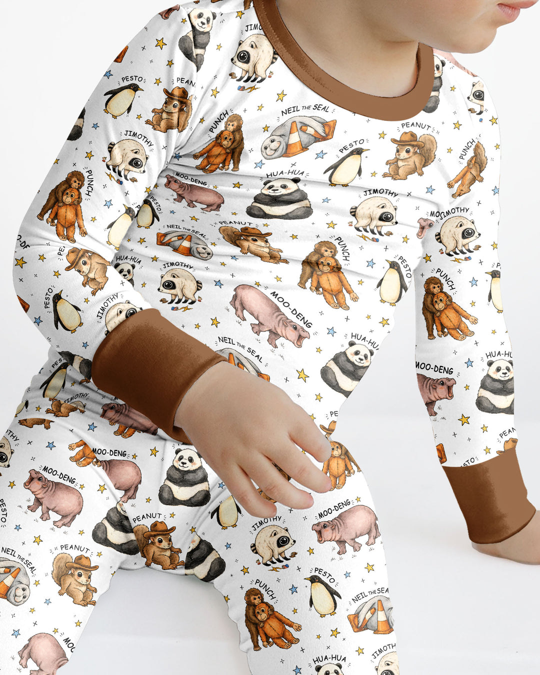 Cute Viral Animals Bamboo Two Piece Long Sleeve Pajama Set