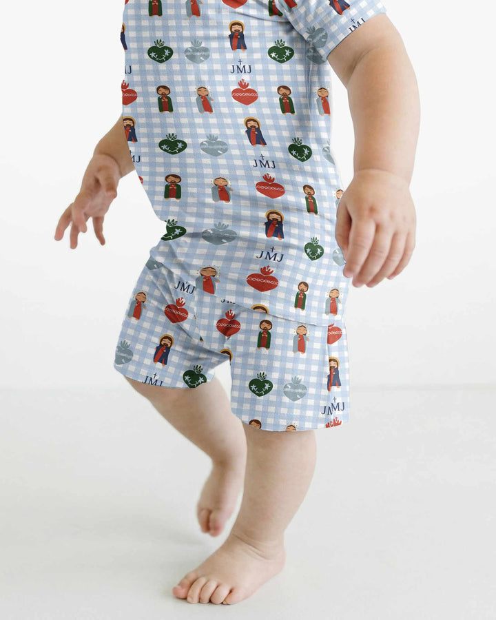Conjunto de Pijama de Dos Piezas de Bambú con Mangas Cortas y Pantalones Cortos