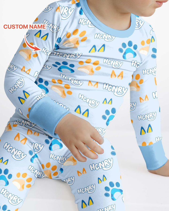 Conjunto de pijama de dos piezas de bambú con mangas largas, plantilla PERSONALIZADA