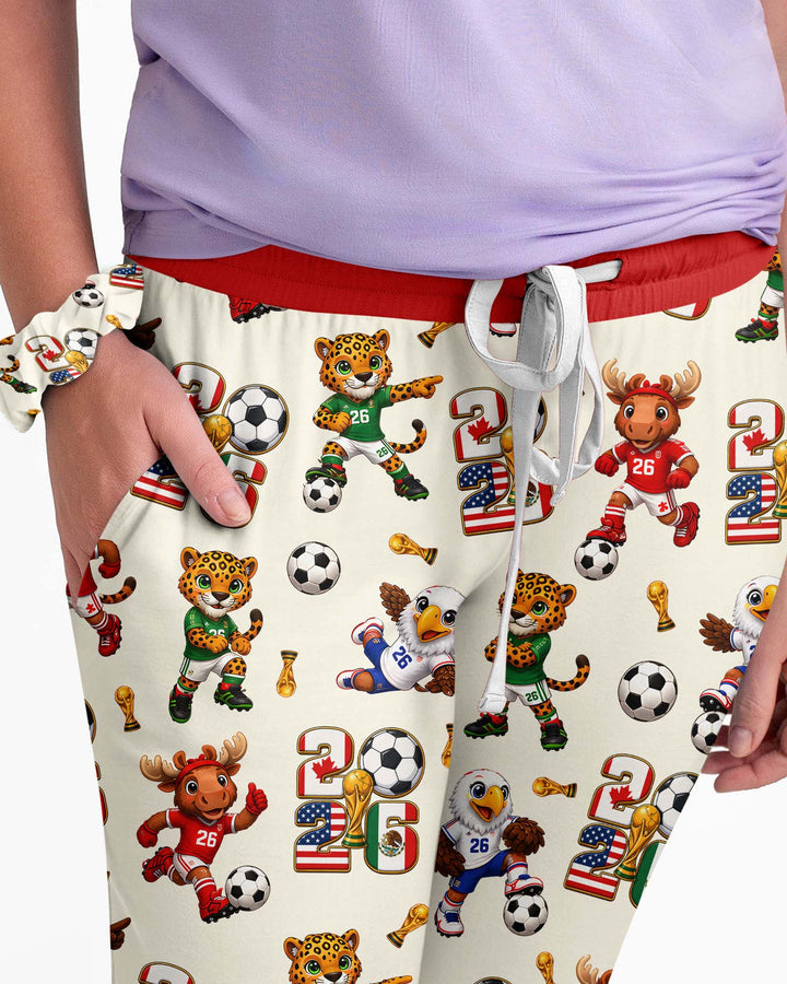 Cute Soccer Mascots USA CAN MEX Bamboo Women Pajama Set
