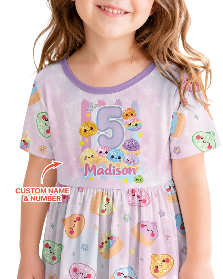 Custom Birthday Squish Party Dumpling Bamboo Twirl Dress