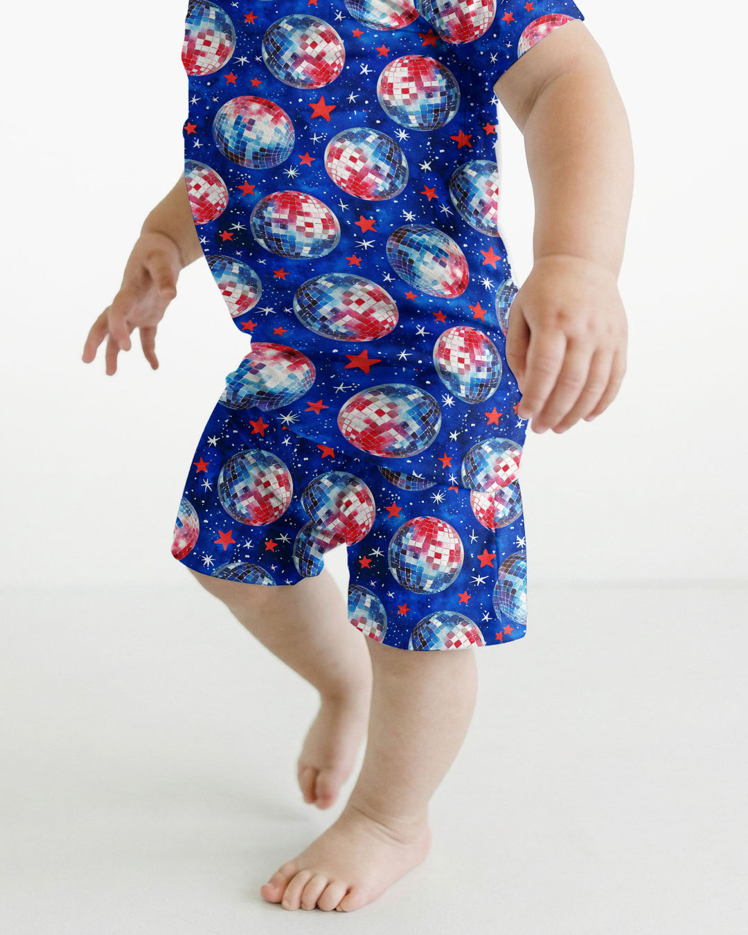 USA Disco Balls Bamboo Two Piece Short Sleeve Shorts Pajama Set