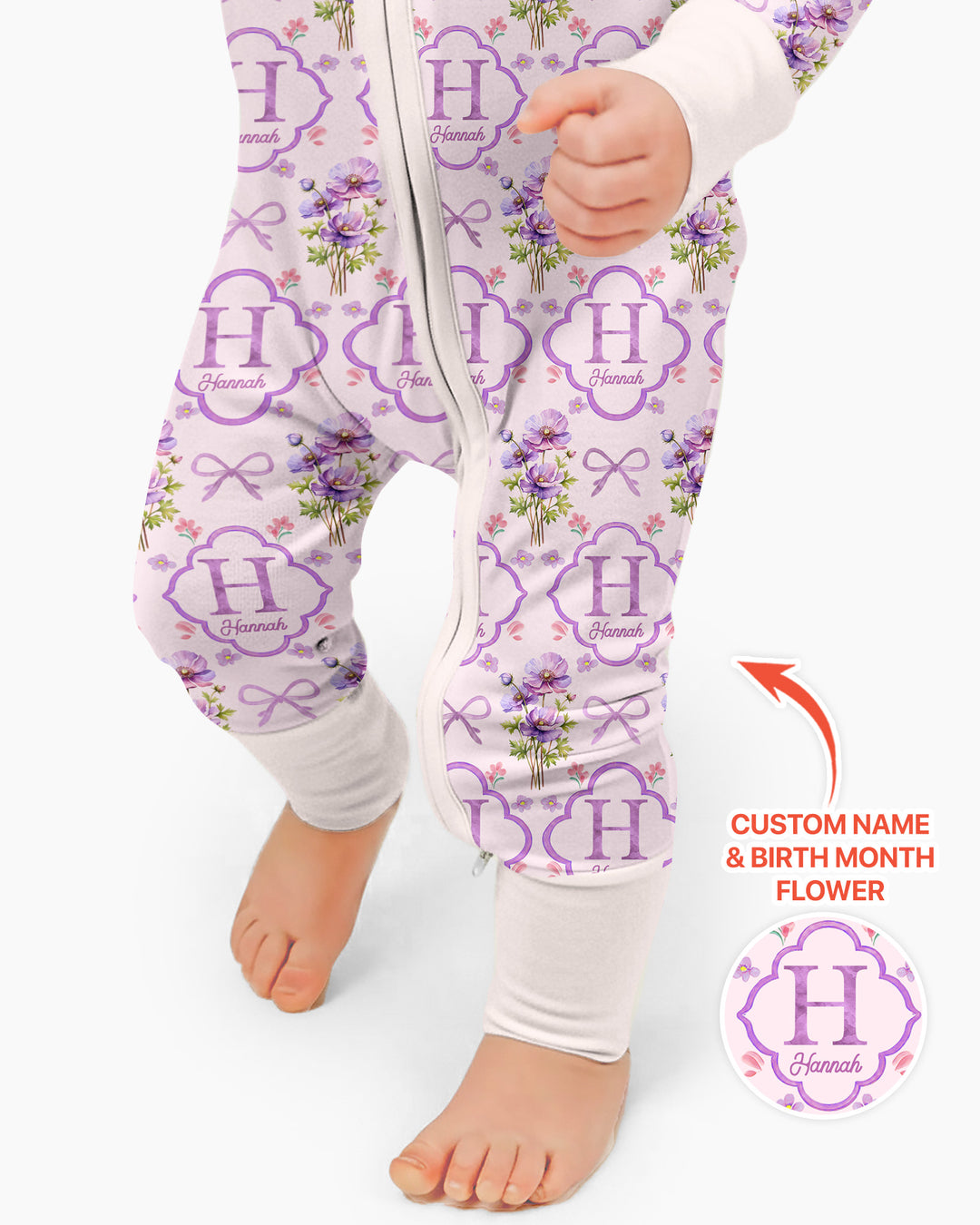 Personalized Birth Flower Mommy And Me Matching Bamboo Convertible Zippy