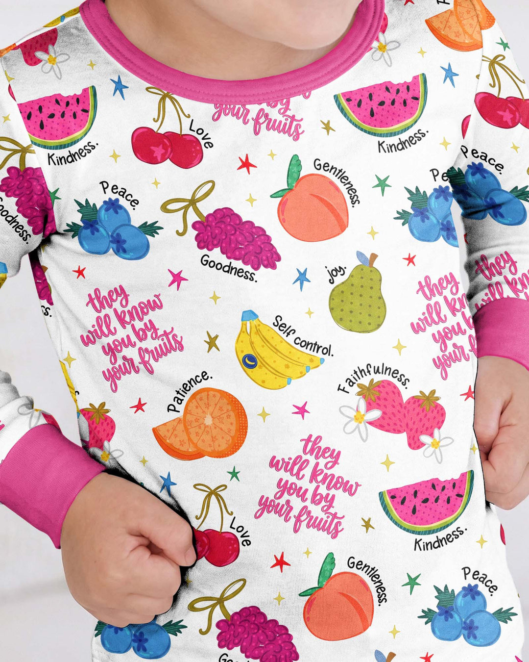 Zweiteiliges Langarm-Pyjama-Set mit Sommerfrüchten