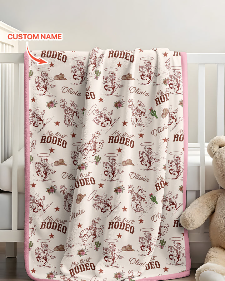 Custom Name First Rodeo Family Matching Bamboo Blanket