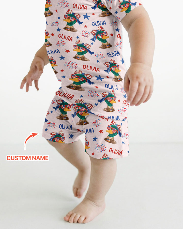 Conjunto de Pijama de Dos Piezas de Bambú con Mangas Cortas y Pantalones Cortos