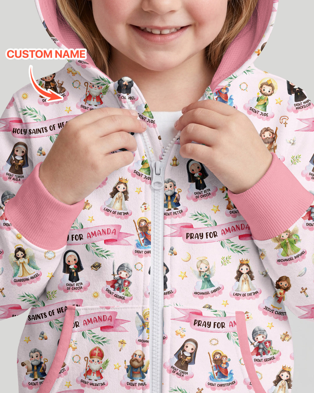 Holy Saints of Heaven Custom Name Bamboo Zip Hoodie