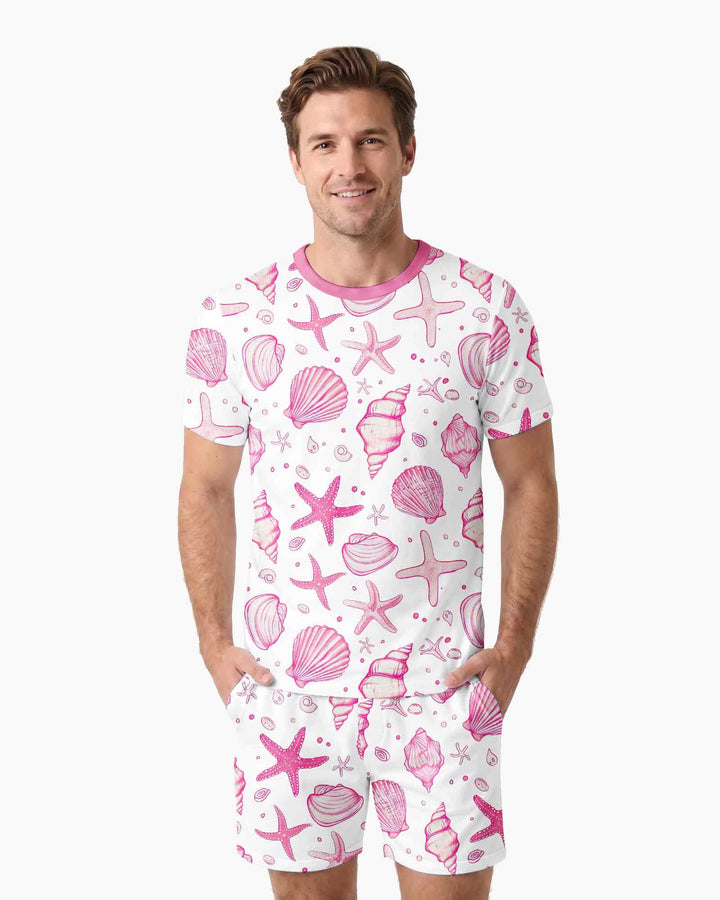 Coastal Charm Family Matching Bamboo Men Short Sleeve Short Pajama Set