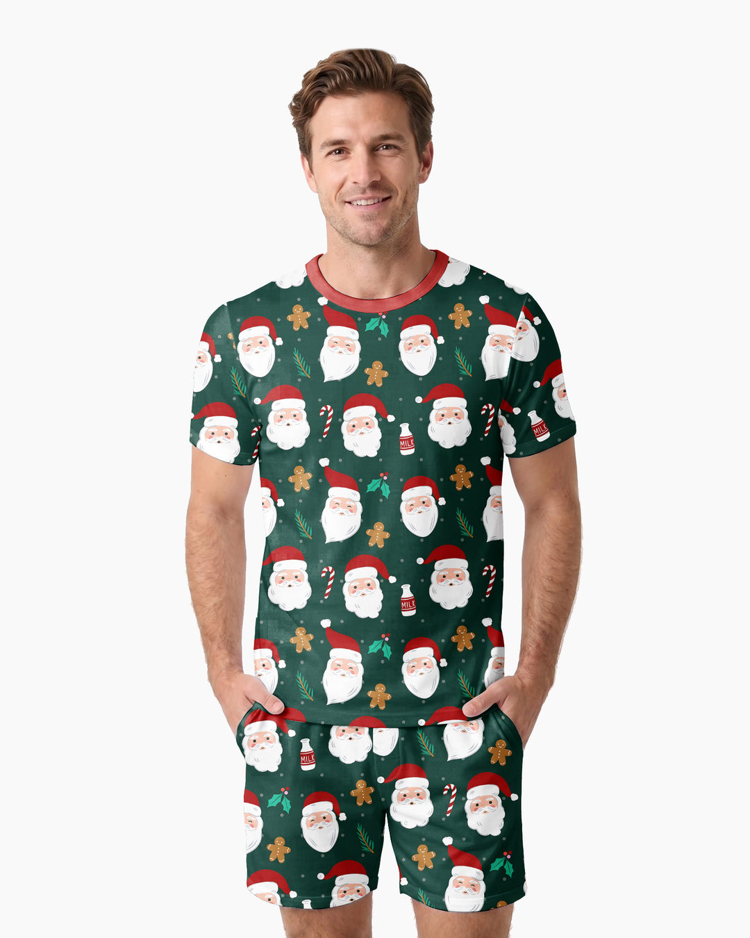 Christmas Sweet Santa Bamboo Men Short Sleeve Short Pajama Set