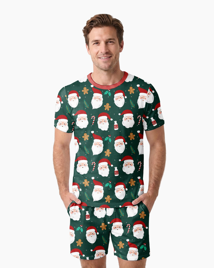 Christmas Sweet Santa Bamboo Men Short Sleeve Short Pajama Set