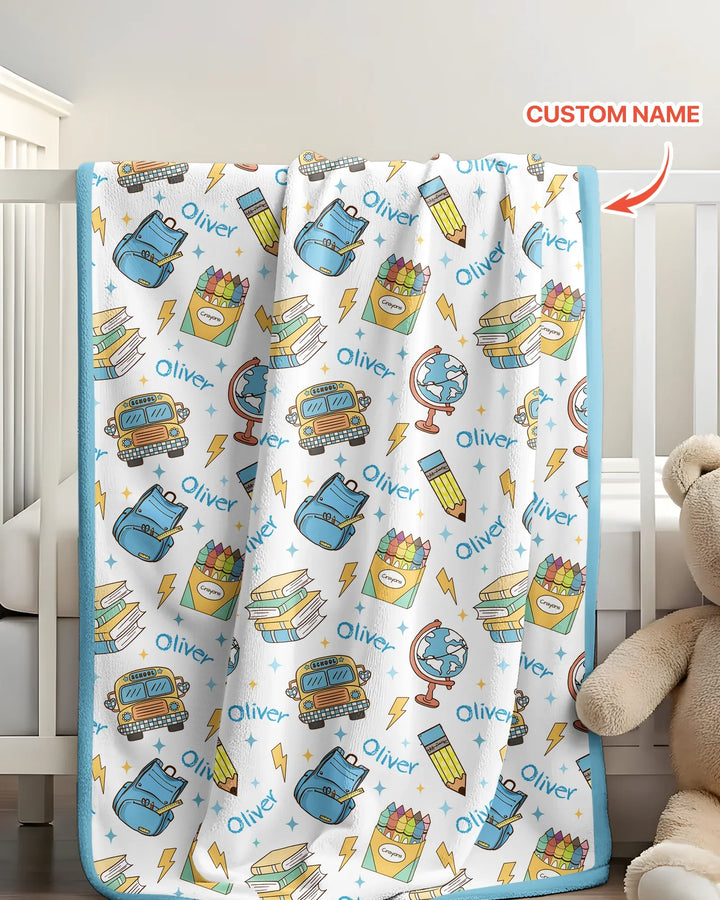 Custom Name Back To School Bamboo Blanket