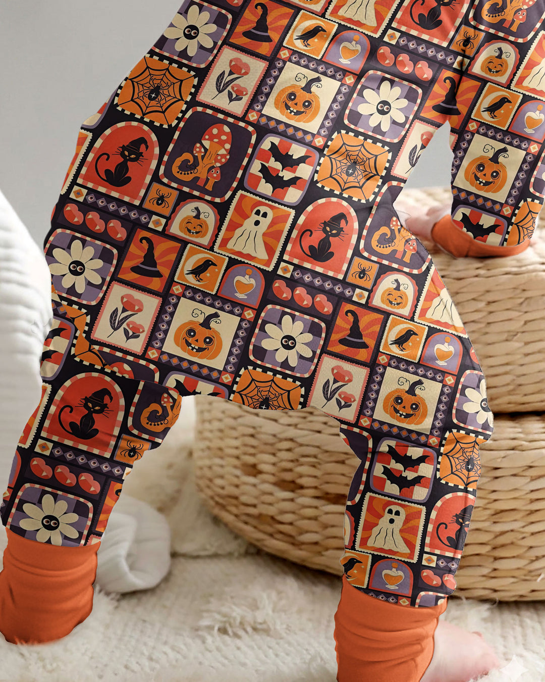 Retro Halloween Patchwork Icons Bamboo Convertible Zippy
