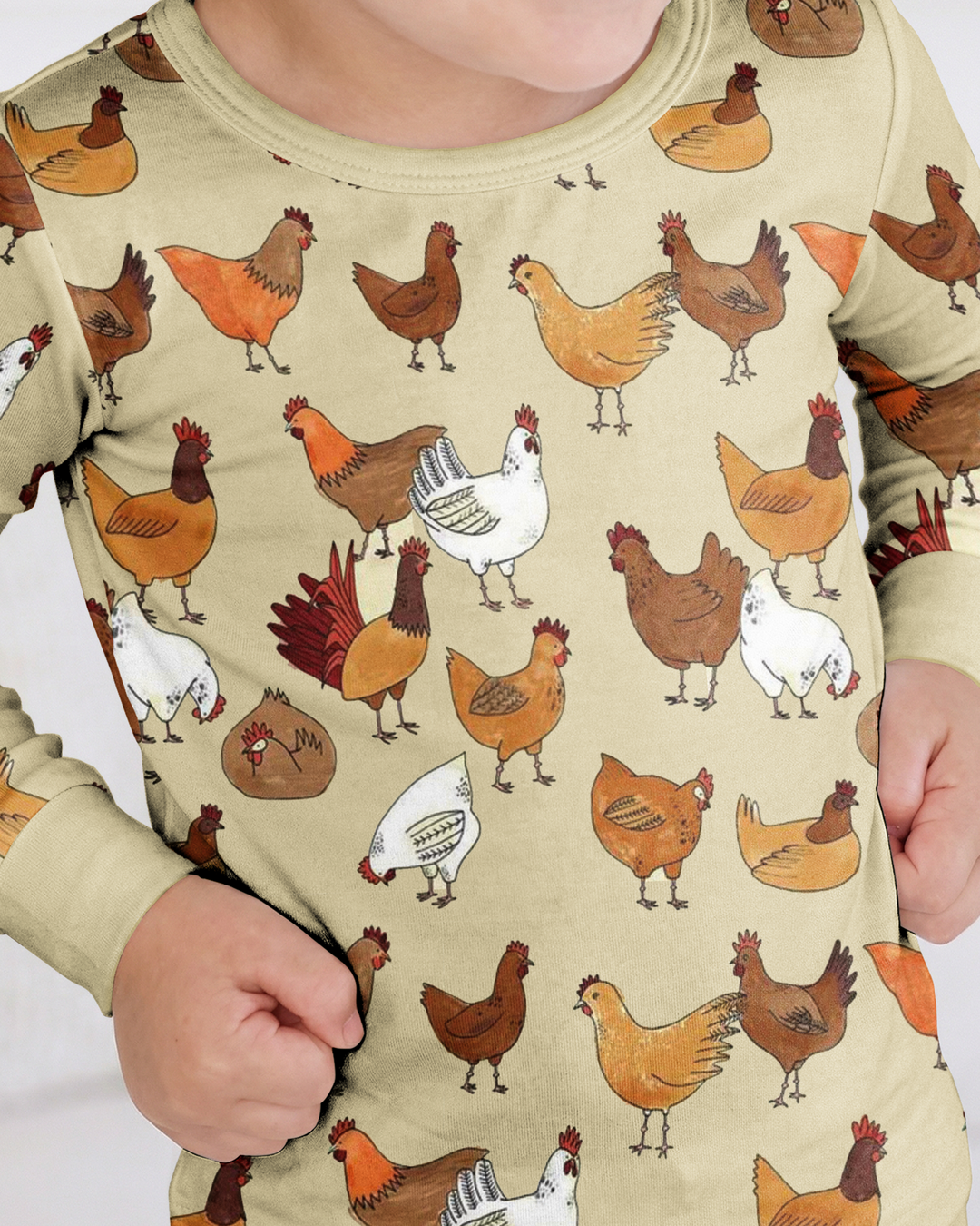 Farm Chicken  Bamboo Two Piece Long Sleeve Pajama Set