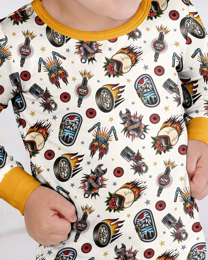 Born to Ride Together Family Matching Bamboo Two Piece Long Sleeve Pajama Set