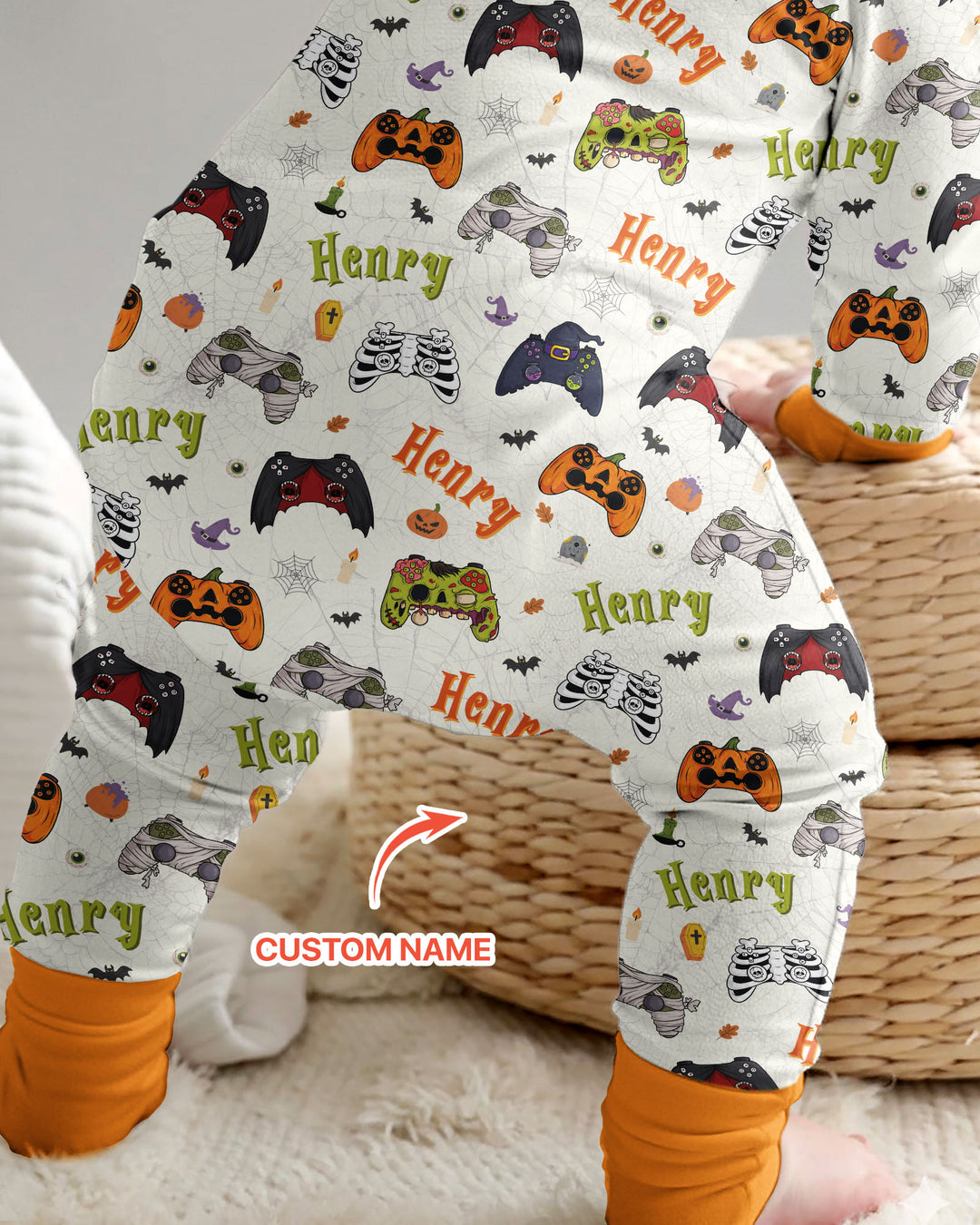 Custom Name Halloween Gaming Controllers Bamboo Convertible Zippy