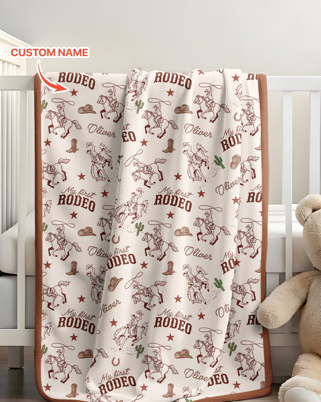 Custom Name First Rodeo Family Matching Bamboo Blanket