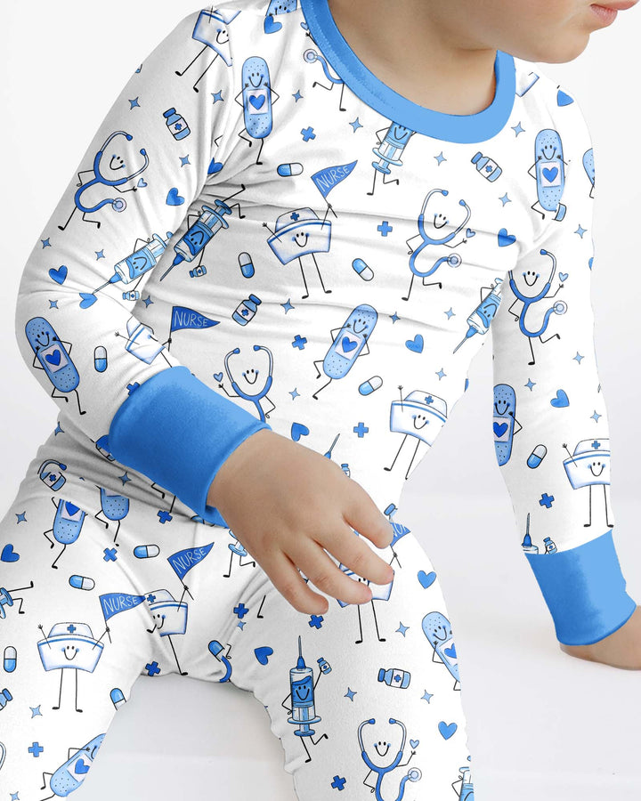 Conjunto de pijama de dos piezas de bambú de manga larga para toda la familia "Coastal Charm"