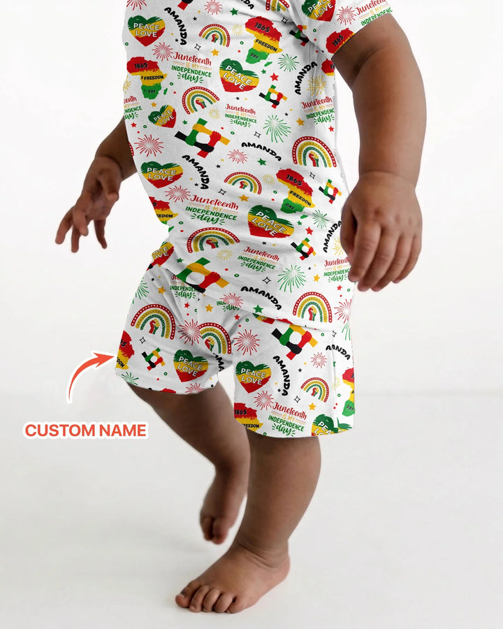 Custom Name Juneteenth Is My Independence Day Bamboo Two Piece Short Sleeve Shorts Pajama Set