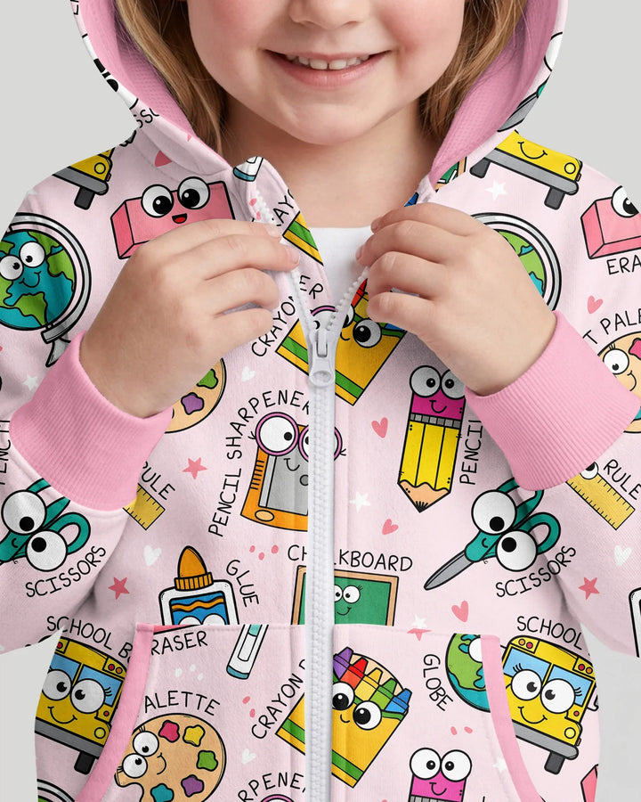 Kapuzenpullover aus Bambus mit hebräischem Alphabet und Reißverschluss