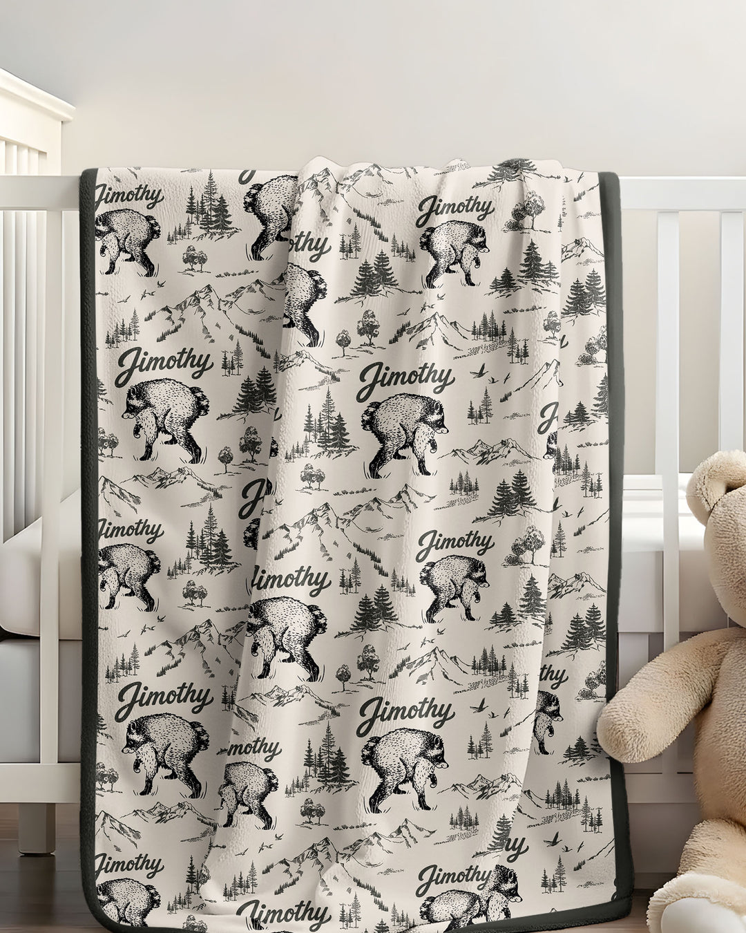 Vintage Jimothy Racoon Family Matching Bamboo Blanket