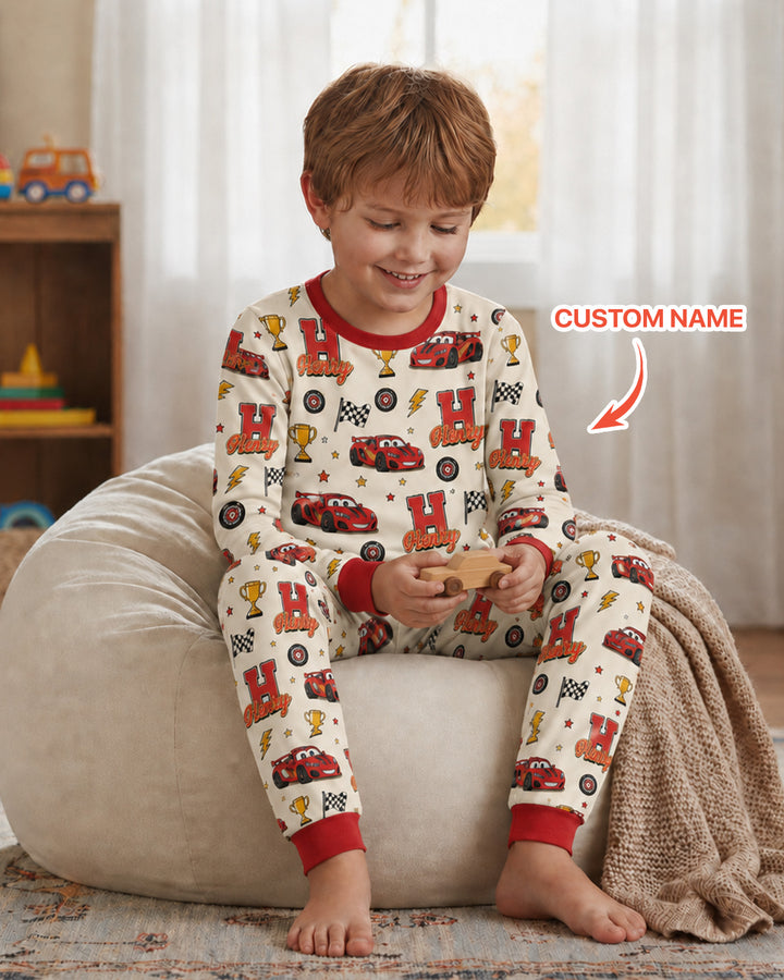 Funny Fast Car Bamboo Two Piece Long Sleeve Pajama Set