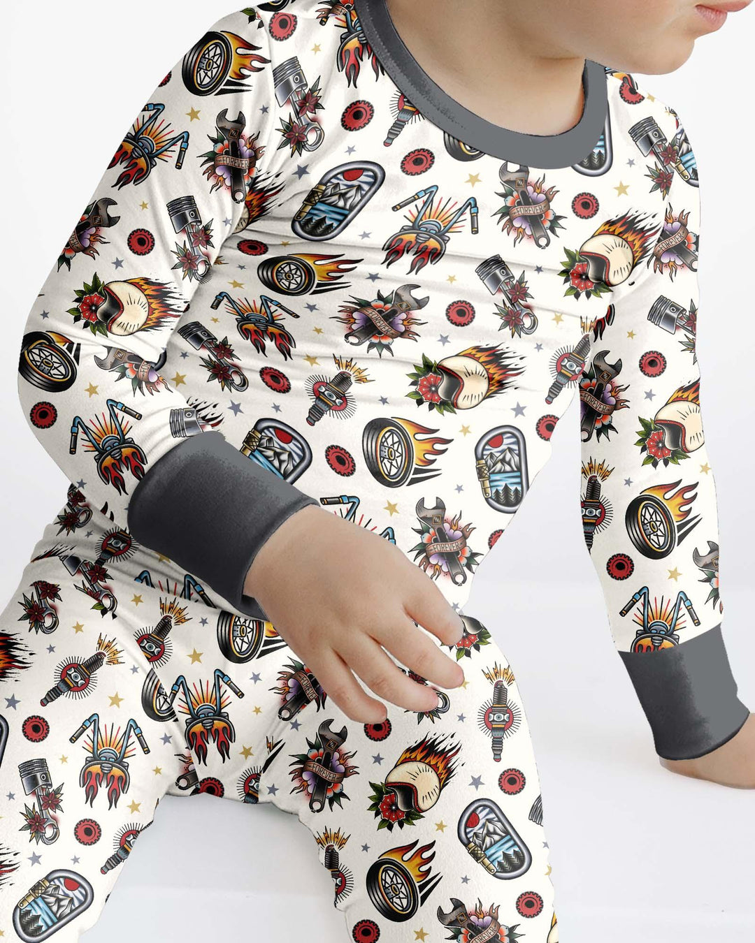Born to Ride Together Family Matching Bamboo Two Piece Long Sleeve Pajama Set