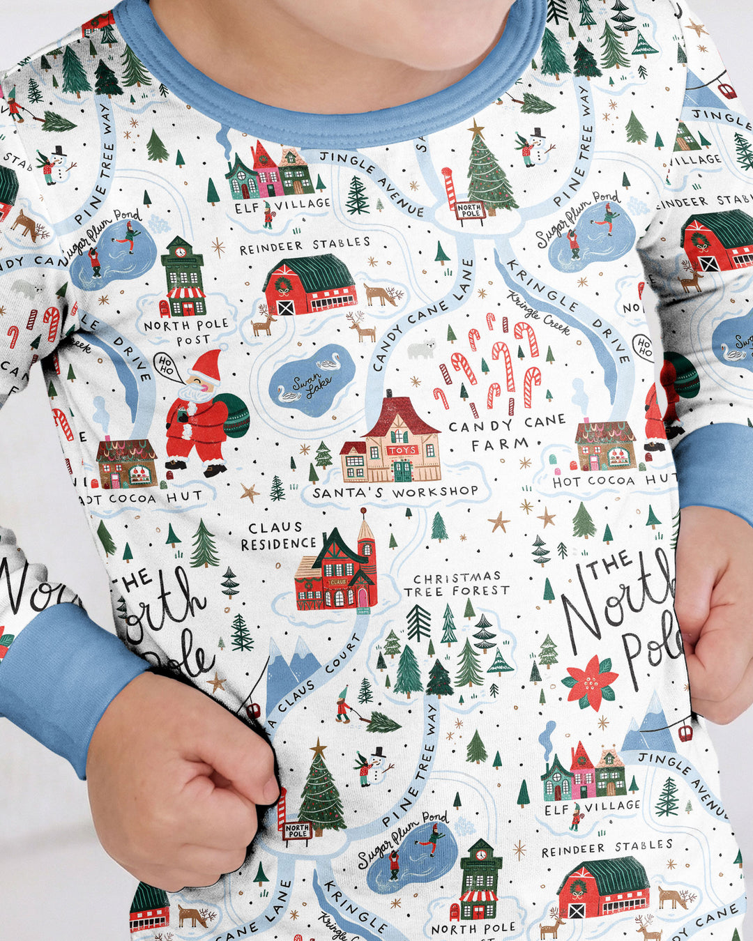 The North Pole Map Bamboo Two Piece Long Sleeve Pajama Set