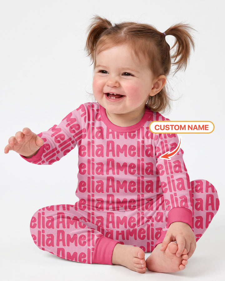 Little Letters Bamboo Two Piece Long Sleeve Pajama Set Bamboo Two Piece Long Sleeve Pajama Set