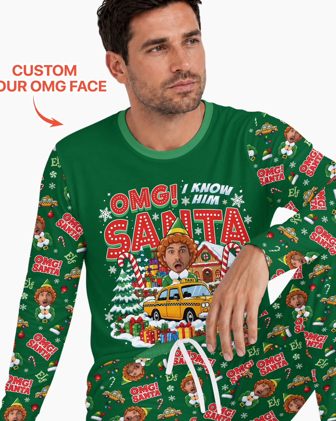 Custom Image OMG Santa Bamboo Men's Pajama Set
