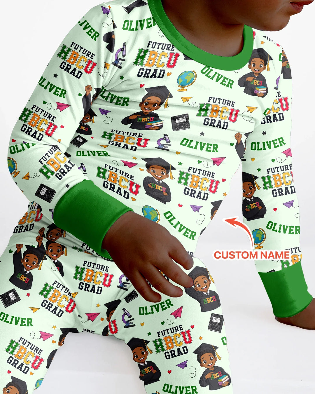 Custom Name Future HBCU Grad Bamboo Two Piece Long Sleeve Pajama Set
