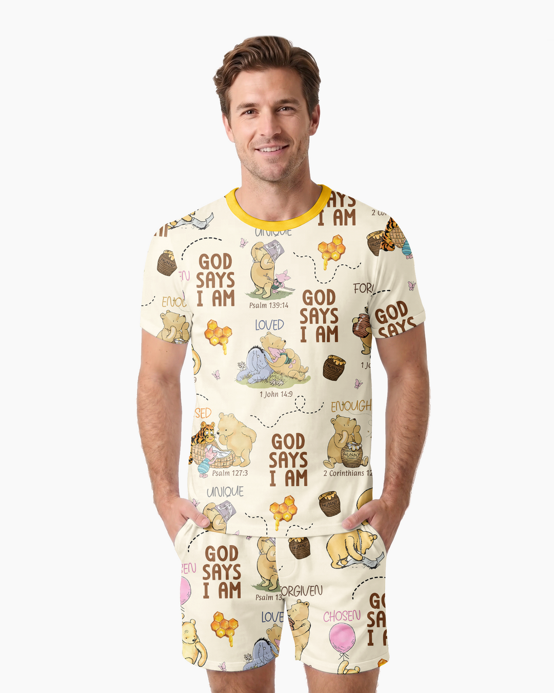 God Says I Am – Little Blessings Bamboo Men Short Sleeve Short Pajama Set