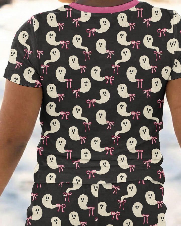 Little Ghosts Bamboo Two Piece Short Sleeve Pajama Set For Haloween