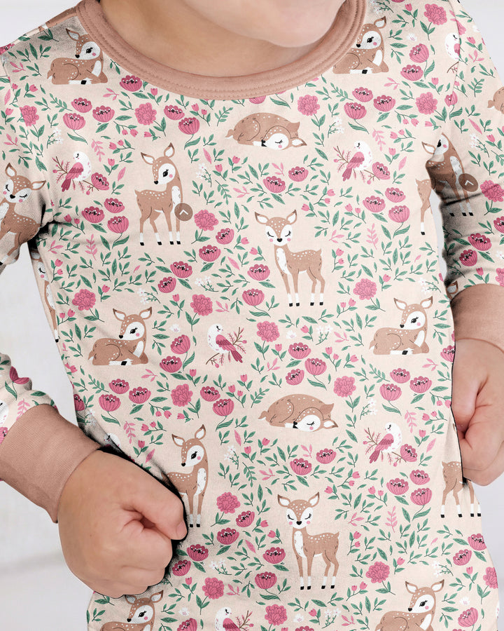 Little Deer Meadow Bamboo Two Piece Long Sleeve Pajama Set