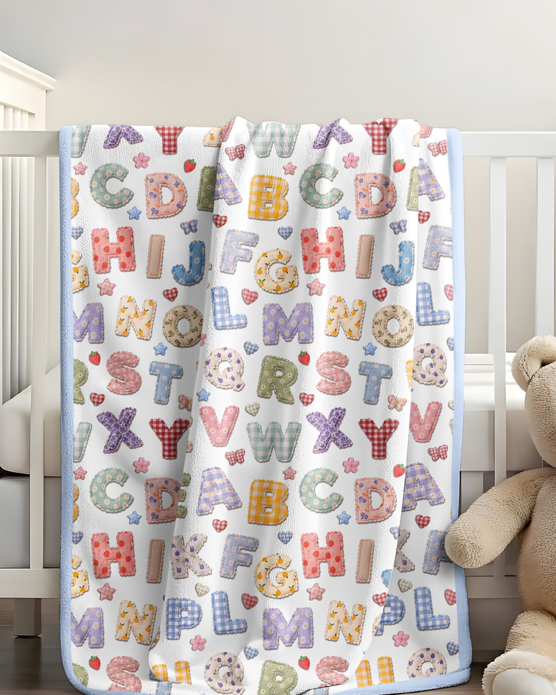Fabric Alphabet Letters Bamboo Blanket