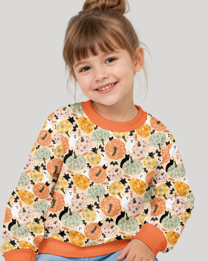 Floral Pumpkin Ghost Halloween Bamboo Crewneck Sweatshirt