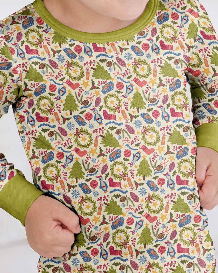 All Over Christmas Fun Bamboo Two Piece Long Sleeve Pajama Set